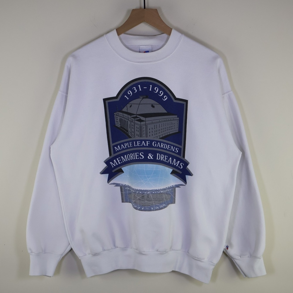 Vintage 1999 Maple Leaf Gardens Sweatshirt Size Large White NHL Hockey MiC
